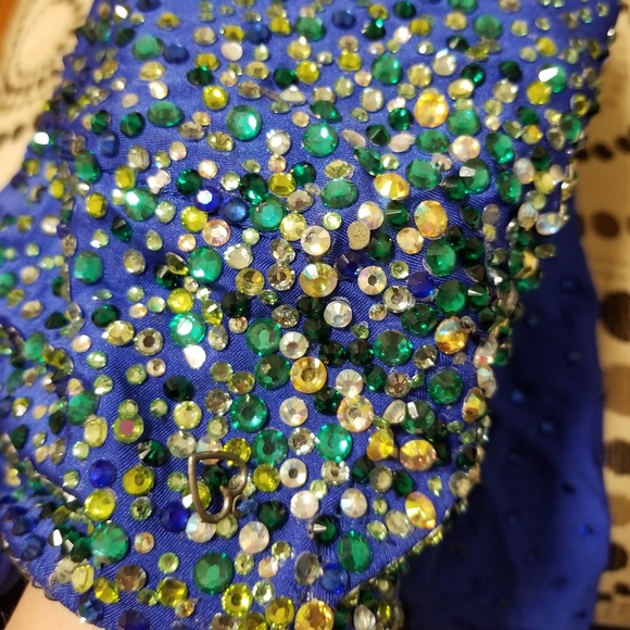 Blue One Sleeve Latin Rhythm Competition Dress sizes 8 10 - Picture 12 of 14